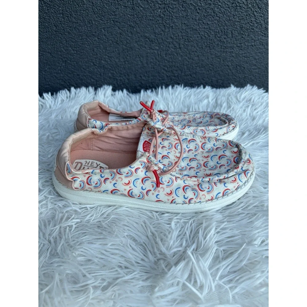 Hey Dude Wendy Rainbow Sky Girls Size YT3 Slip On Comfort Loafer